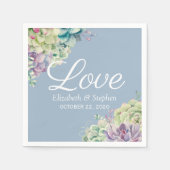 Weduwingshower Elegant Waterverf Succulente Plante Servet (Voorkant)