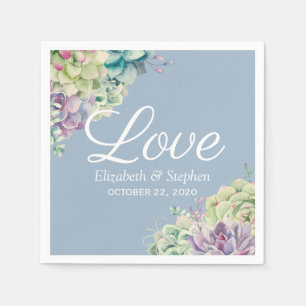 Weduwingshower Elegant Waterverf Succulente Plante Servet