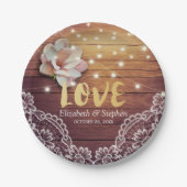 Weduwingshower Floral String Lights Wood Deco Papieren Bordje (Voorkant)