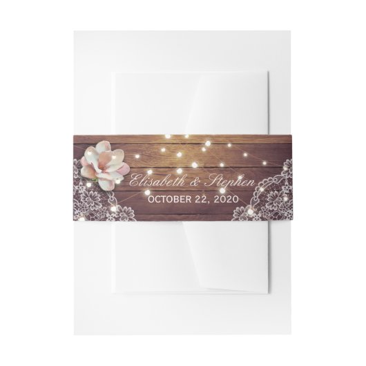 Weduwingshower Floral String Lights Wood Deco Uitnodigingen Wikkel (Voorkant Voorbeeld)