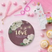 Weduwingshower Hydrangea String Light Burgundy Red Papieren Bordje (Feest)