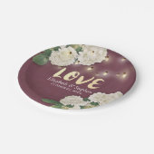 Weduwingshower Hydrangea String Light Burgundy Red Papieren Bordje (Gekanteld)