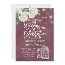 Weduwingshower Mason Jar Hydrangea Lights Burgundy