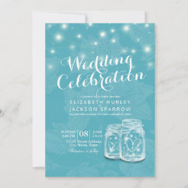 Weduwingshower Mason Jar String Lights Blue Floral Kaart