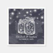 Weduwingshower Mason Jars String Lights Navy Blue Servet (Voorkant)