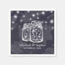 Weduwingshower Mason Jars String Lights Navy Blue Servet