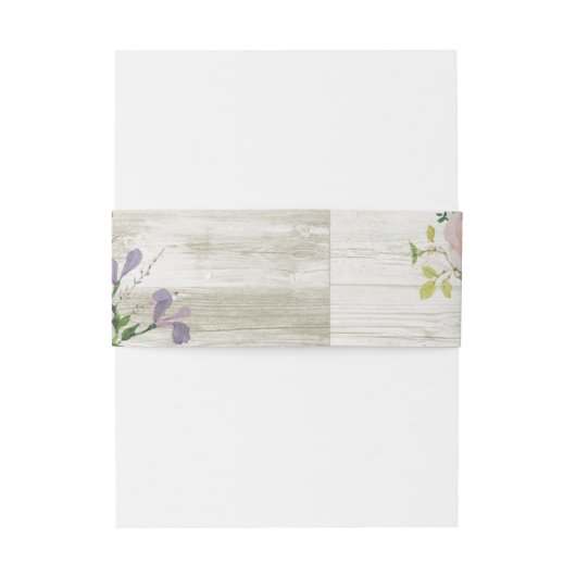 Weduwingshower Rustic Wood Floral String Lights Uitnodigingen Wikkel (Achterkant Voorbeeld)