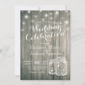 Weduwingshower Rustic Wood Mason Jar String Lights Kaart (Voorkant)