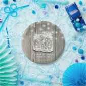 Weduwingshower Rustic Wood Mason Jar String Lights Papieren Bordje (Feest)