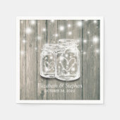 Weduwingshower Rustic Wood Mason Jar String Lights Servetten (Voorkant)