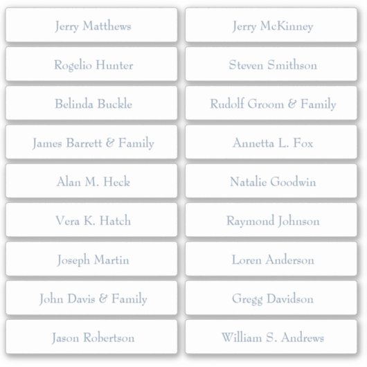 Weduwkaart Gastnamen Tabelnummer Sticker (Voorkant)