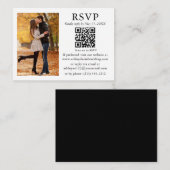 Weduwminimalisfoto zwart-wit QR RSVP Informatiekaartje (Voorkant / Achterkant)