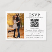 Weduwminimalisfoto zwart-wit QR RSVP Informatiekaartje (Voorkant)