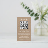 Weduwminimalistisch Simple QR Photo Kraft RSVP Informatiekaartje (Staand voorkant)