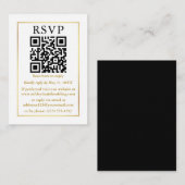 Weduwminimalistische QR Black White Gold RSVP Informatiekaartje (Voorkant / Achterkant)