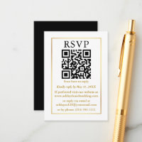 Weduwminimalistische QR Black White Gold RSVP