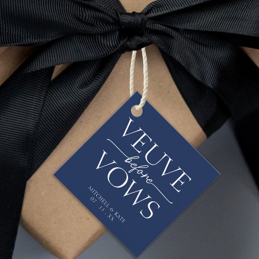 Weduwnaar voor geloften Navy Blue & Witte Bruiloft Bedankjes Labels