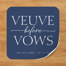 Weduwnaar voor geloften Navy Blue & Witte Bruiloft Vierkante Sticker
