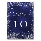 Weduwsblauw glitter-tabelnummer kaart (Voorkant)