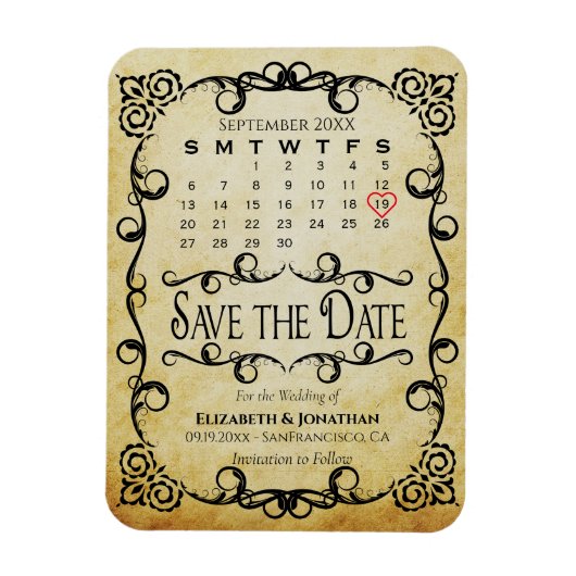 weduwschap Opslaan Datum kalender Magneet (Verticaal)