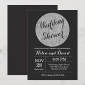 Weduwschotel Black en Silver Glitter Invitation Kaart (Voorkant / Achterkant)