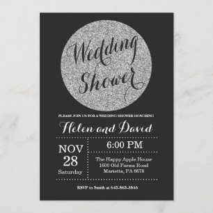 Weduwschotel Black en Silver Glitter Invitation Kaart