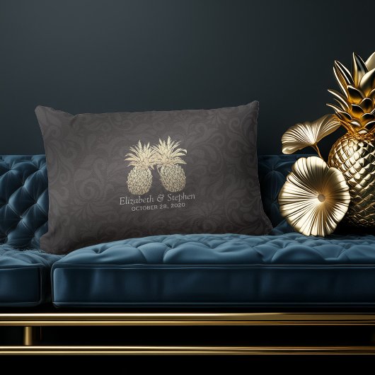 Weduwschotel Modern Black Gold Pineapple Couple Kussen