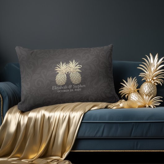 Weduwschotel Modern Black Gold Pineapple Couple Kussen