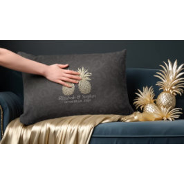 Weduwschotel Modern Black Gold Pineapple Couple Kussen