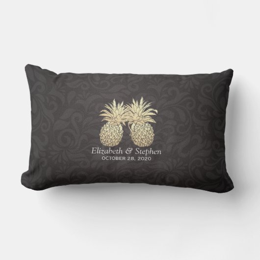 Weduwschotel Modern Black Gold Pineapple Couple Kussen (Voorkant)