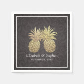 Weduwschotel Modern Black Gold Pineapple Couple Servet (Voorkant)