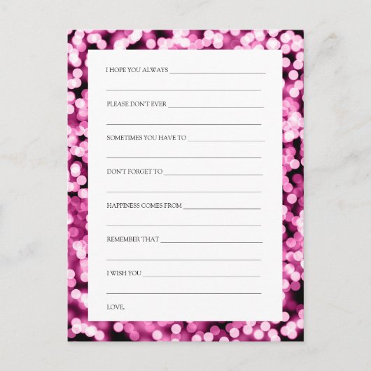 Weduwschotel wint roze lichte lichten advieskaart (Voorkant)