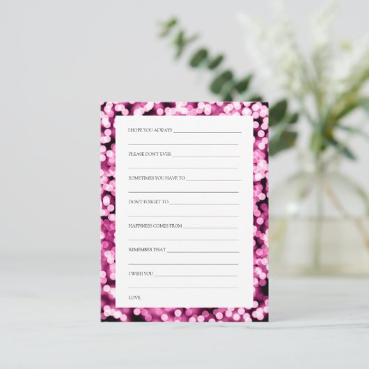 Weduwschotel wint roze lichte lichten advieskaart (Staand voorkant)