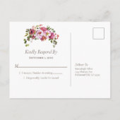 Weduwsmagenta roze koraalkoraalgrens RSVP Uitnodiging Briefkaart (Achterkant)