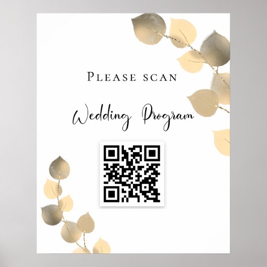 Weduwsprogramma QR-code eucalyptus golden Poster (Voorkant)