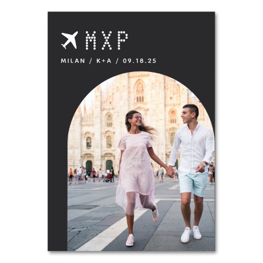 Weduwsreisthema Foto- en luchthavencode Kaart (Achterkant)