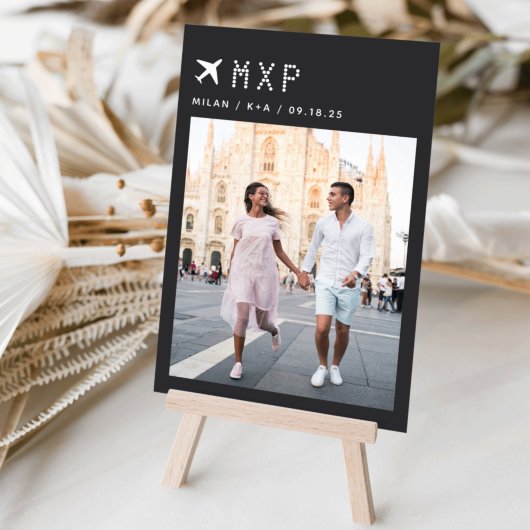 Weduwsreisthema Foto- en luchthavencode Kaart