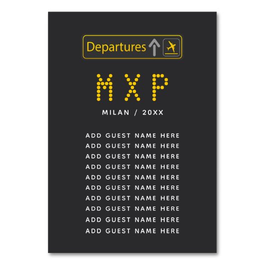 Weduwsreisthema Luchthavenvertrek Kaart (Achterkant)