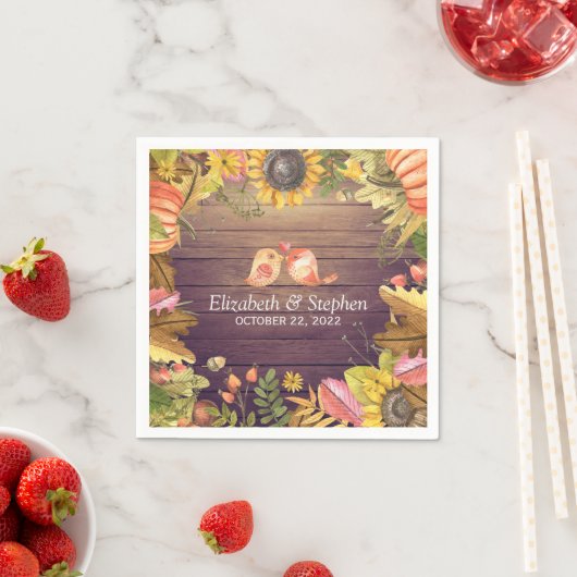 Weduwsschoenen Autumn Maple Leaves Pumpkins Wood Servet (Insitu)