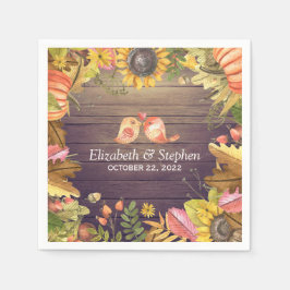 Weduwsschoenen Autumn Maple Leaves Pumpkins Wood Servet