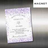 Weduwsviolet glitter white magnet-uitnodiging magnetische uitnodiging