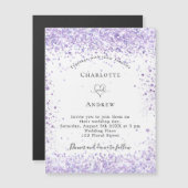 Weduwsviolet glitter white magnet-uitnodiging magnetische uitnodiging (Voorkant / Achterkant)