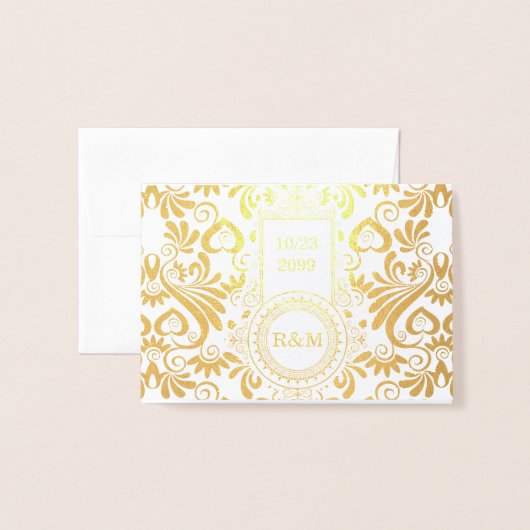 WeduwSWirls van Gold All Custom Text Folie Kaarten (Voorkant met envelop)