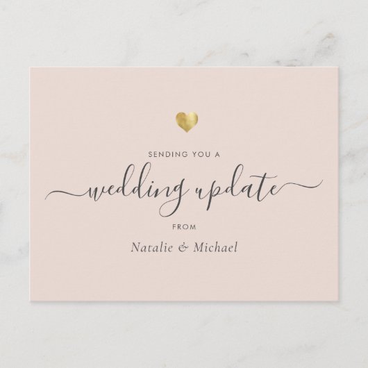 Weduwupdate Elegant Script Gold Blush Pink Briefkaart (Voorkant)
