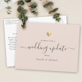 Weduwupdate Elegant Script Gold Blush Pink Briefkaart