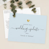 Weduwupdate Elegant Script Gold Light Blue Briefkaart