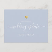 Weduwupdate Elegant Script Gold Light Dust Blue Briefkaart (Voorkant)