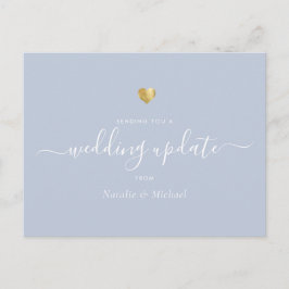Weduwupdate Elegant Script Gold Light Dust Blue Briefkaart