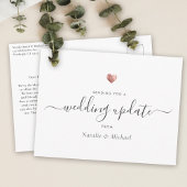 Weduwupdate Elegant Script Roos Gold Heart Briefkaart