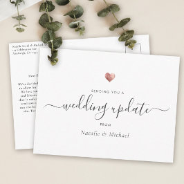 Weduwupdate Elegant Script Roos Gold Heart Briefkaart